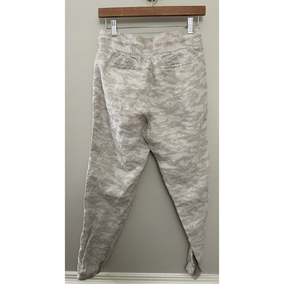 Athleta 100% Linen Cabo Joggers Cream Beige Tan Neutral Camo Size 4 - Picture 4 of 4